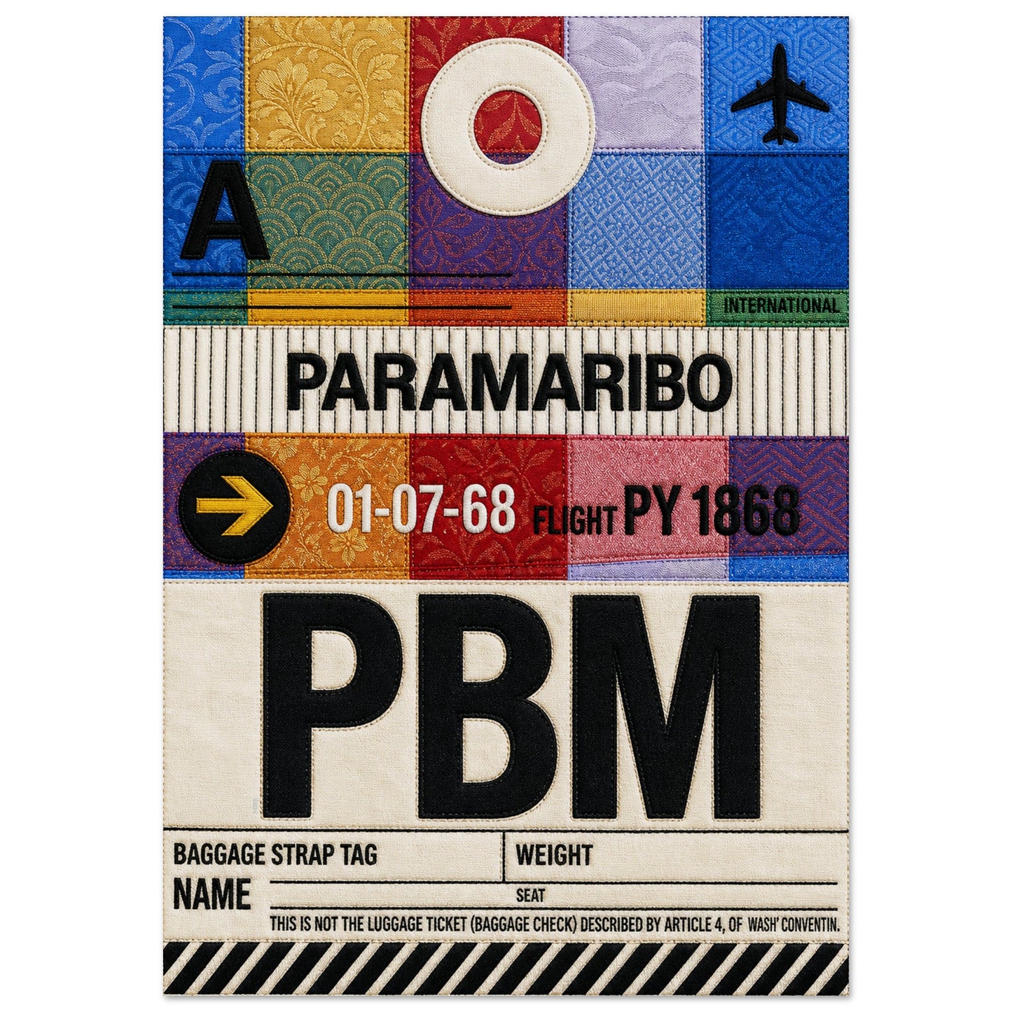 Paramaribo PBM Quilted-Style Luggage-Tag Matte Paper Poster