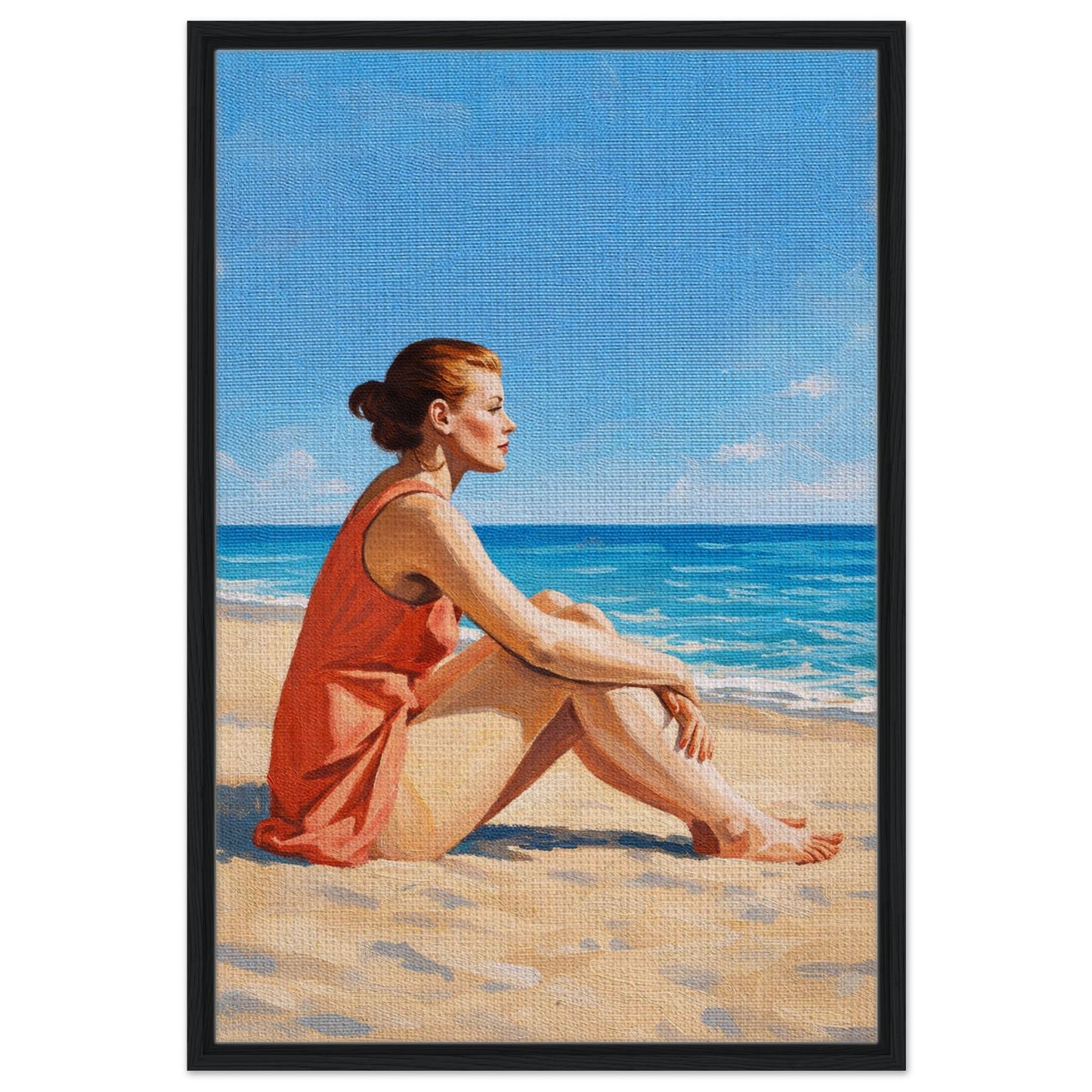 Seaside Stillness Framed Canvas Coastal-Serene - Impressionist Style