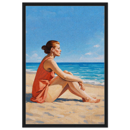 Seaside Stillness Framed Canvas Coastal-Serene - Impressionist Style