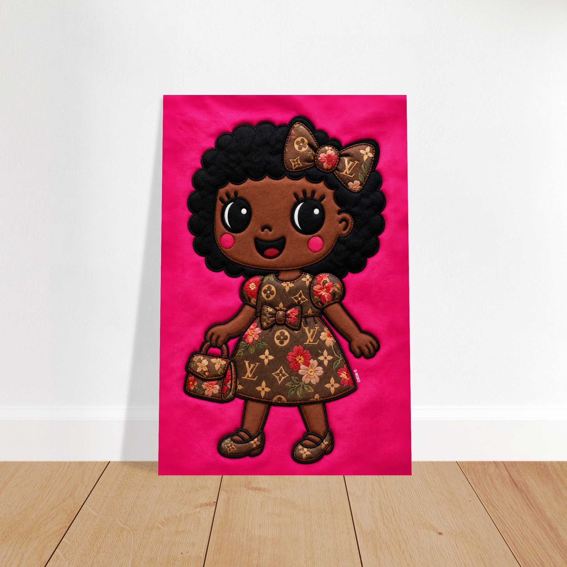 Afro Bow Girl Quilted-Style Museum Quality Matte Paper Poster