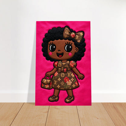 Afro Bow Girl Quilted-Style Museum Quality Matte Paper Poster