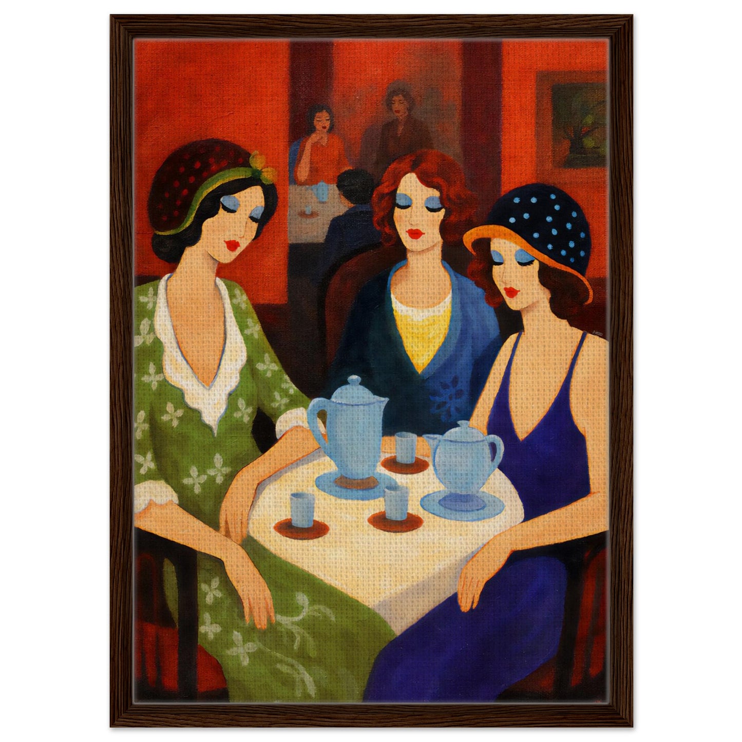 Tea Room Trio Framed Canvas Art-Deco 1920s-Inspired
