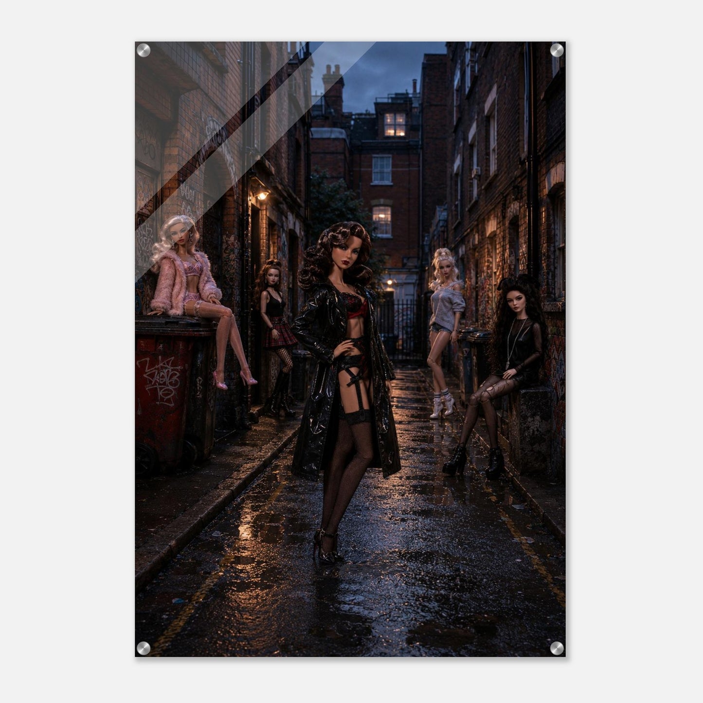 Midnight Doll Alley Acrylic Print Gothic-Fashion - Film-Noir Style