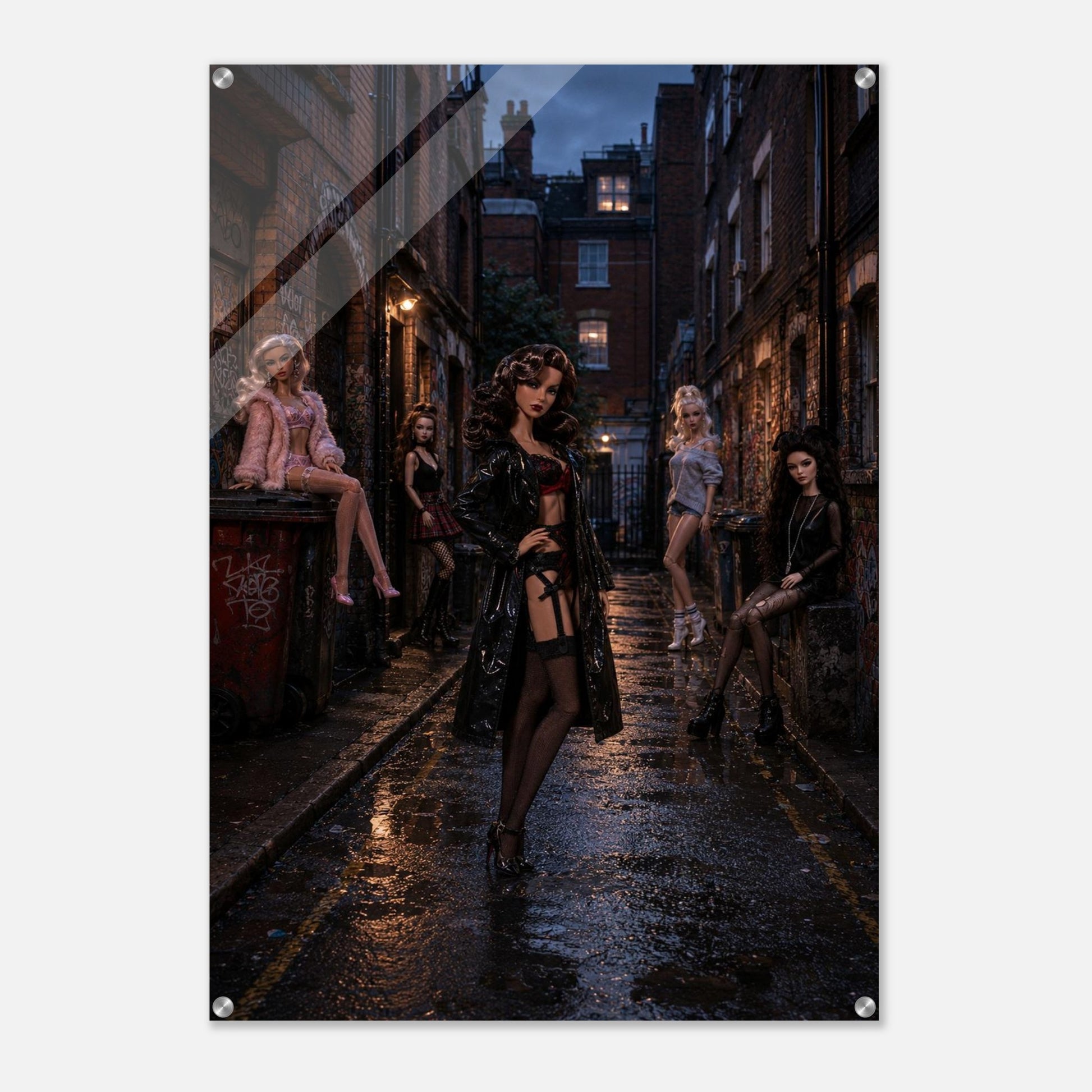 Midnight Doll Alley Acrylic Print Gothic-Fashion - Film-Noir Style