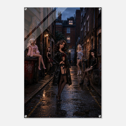 Midnight Doll Alley Acrylic Print Gothic-Fashion - Film-Noir Style