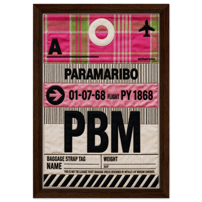 Pink Paramaribo PBM Framed Canvas Quilted-Style Airport-Code