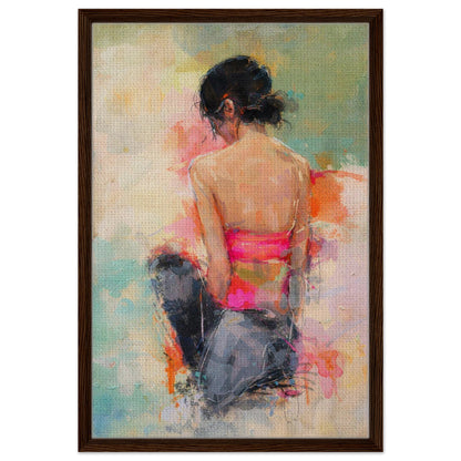 Soft Solitude Framed Canvas Pastel-Textured Impressionist-Figurative