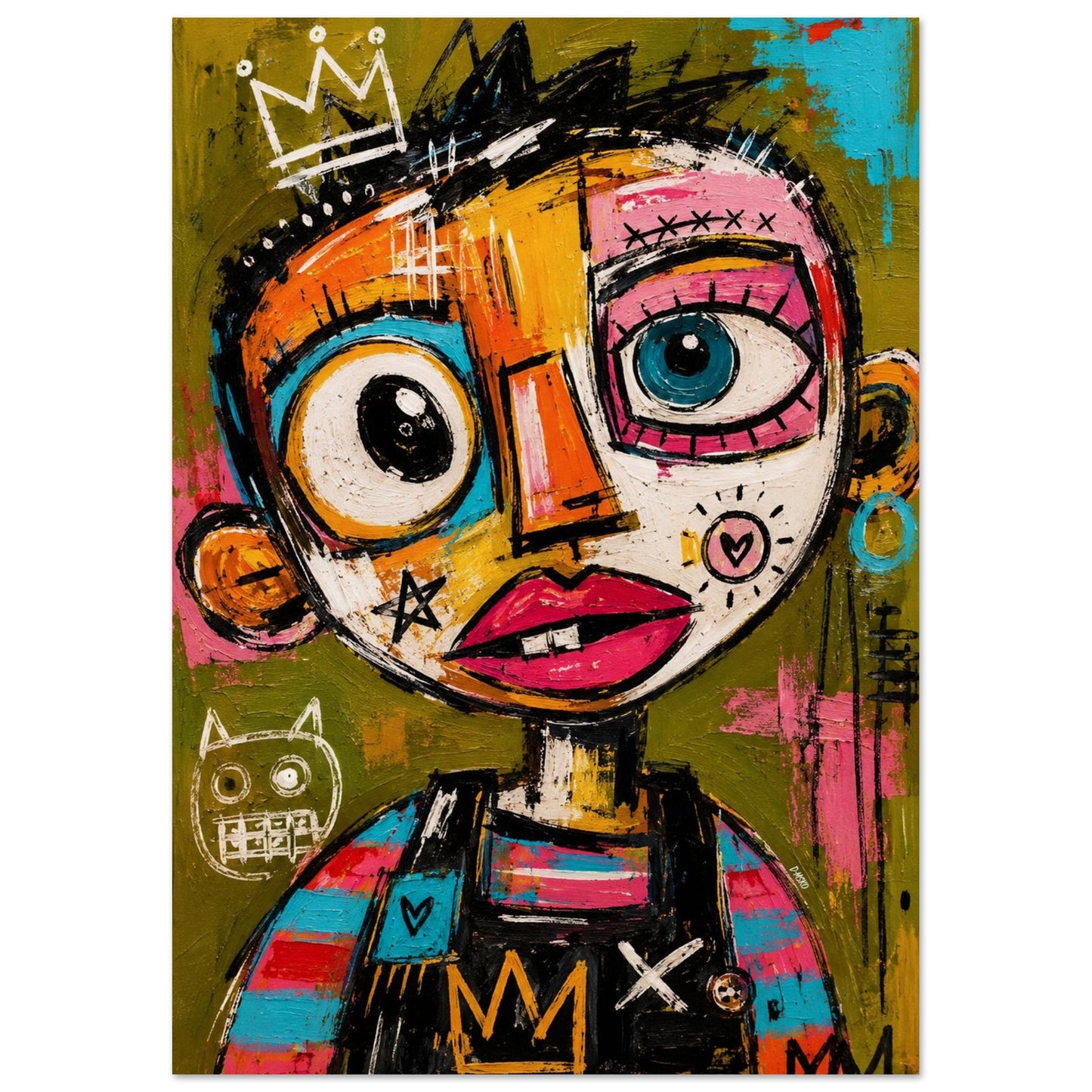 Crowned Rebel Child Street-Art Matte Paper Poster - Basquiat Style
