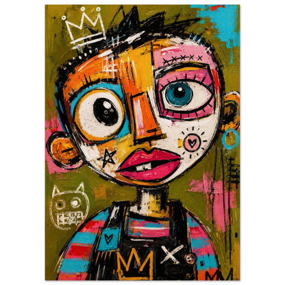 Crowned Rebel Child Street-Art Matte Paper Poster - Basquiat Style