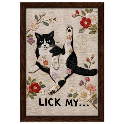 Lick My... Framed Canvas Embroidered-Style - Japanese Embroidery Style