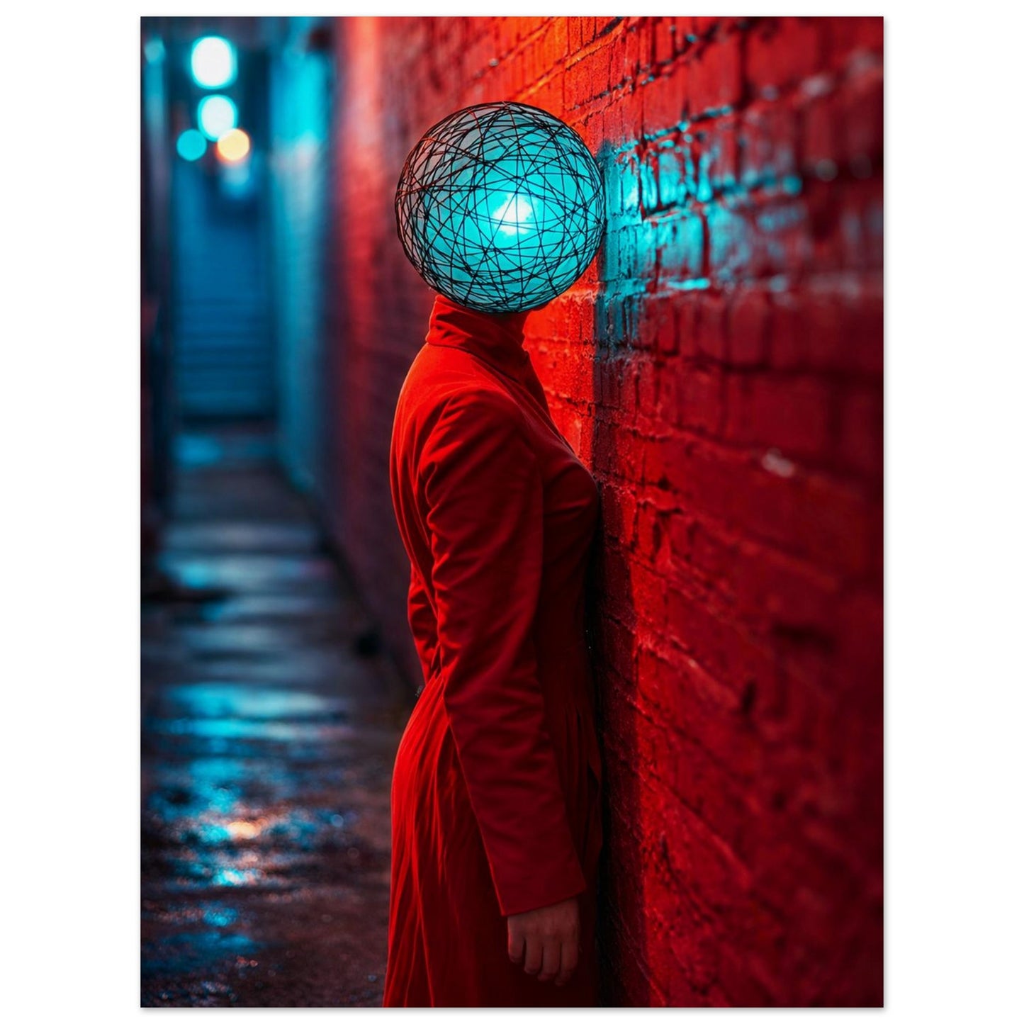 Neon Alley Portrait Cyberpunk-Surreal Matte Paper Poster