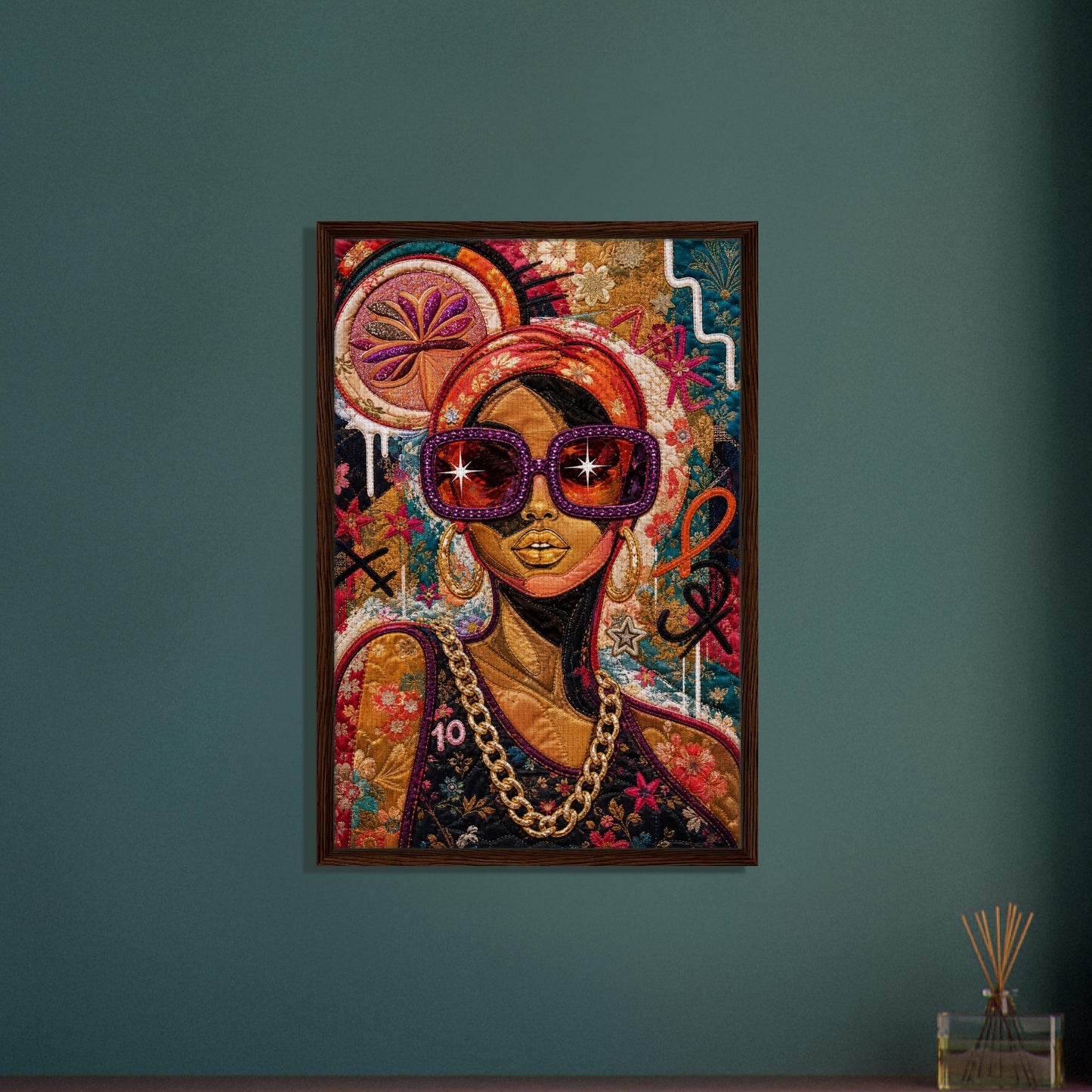 Golden Shades Framed Canvas Quilt-Inspired Afrocentric