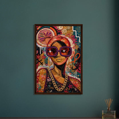 Golden Shades Framed Canvas Quilt-Inspired Afrocentric