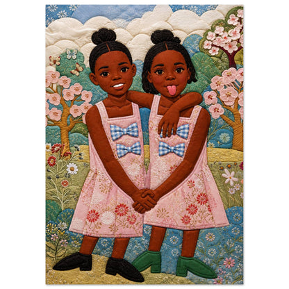 Bisa Butler-Style Quilt-Inspired Garden Poster on Matte Paper