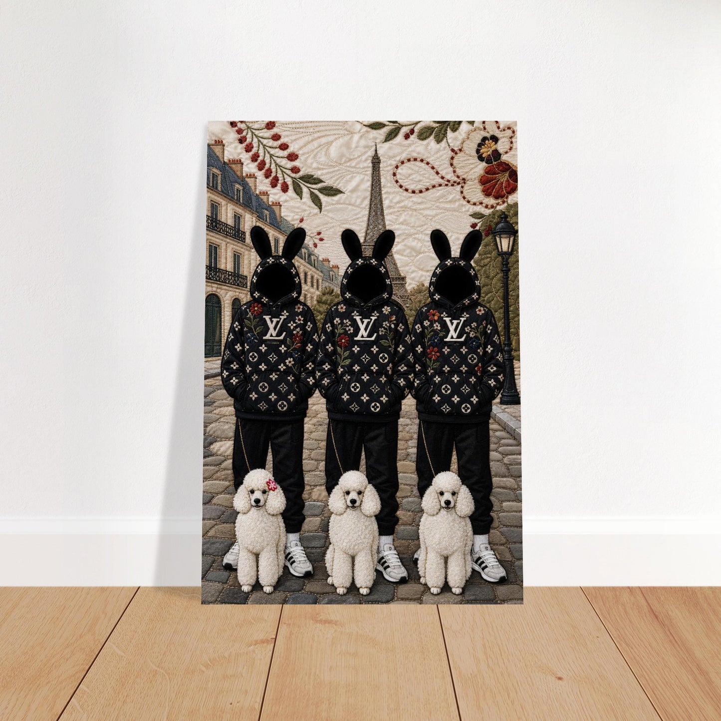 Paris Bunny Poodle Crew Quilt-Inspired Pop-Art Matte Paper Poster