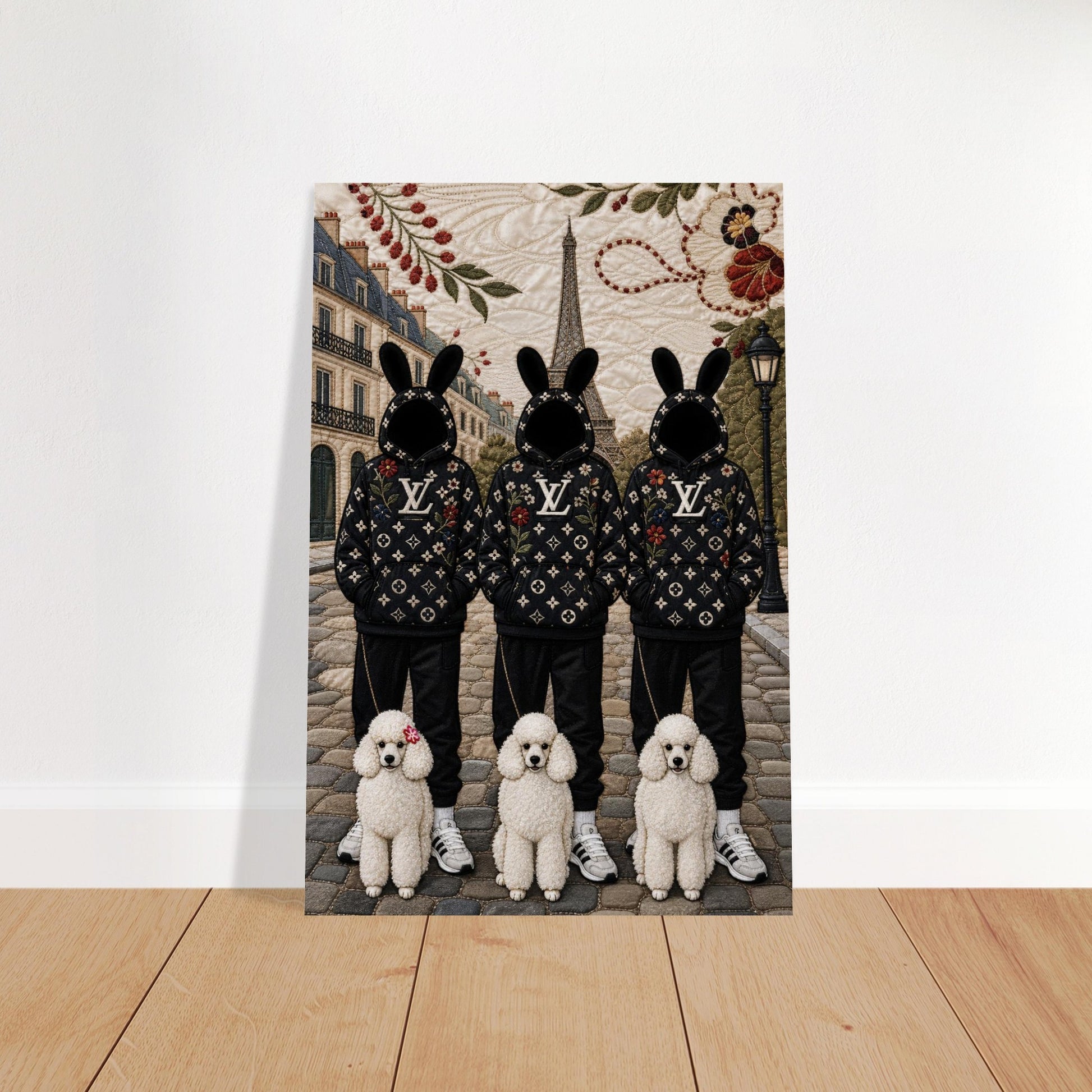 Paris Bunny Poodle Crew Quilt-Inspired Pop-Art Matte Paper Poster