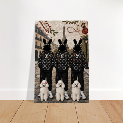 Paris Bunny Poodle Crew Quilt-Inspired Pop-Art Matte Paper Poster