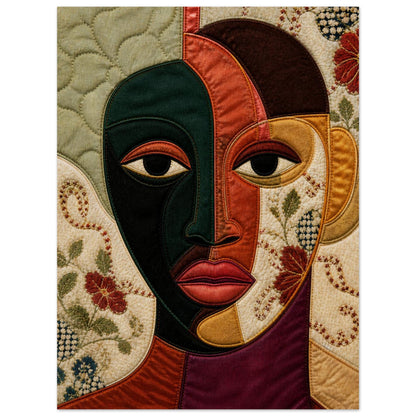 The Divided Gaze Quilted-Style Matte Paper Poster - Bisa Butler Style