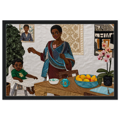 Mother’s Table Quilted-Style Framed Canvas - Bisa Butler Style
