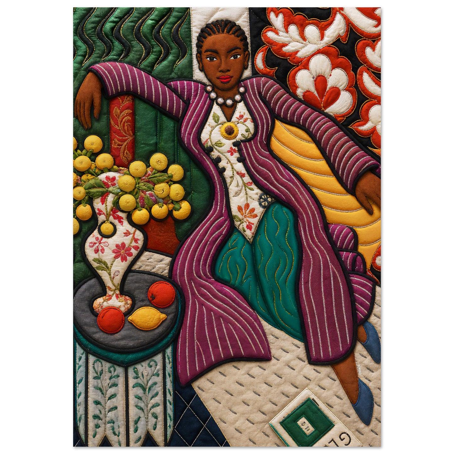 Citrus Lounge Museum-Quality Matte Paper Poster - Quilt-Inspired