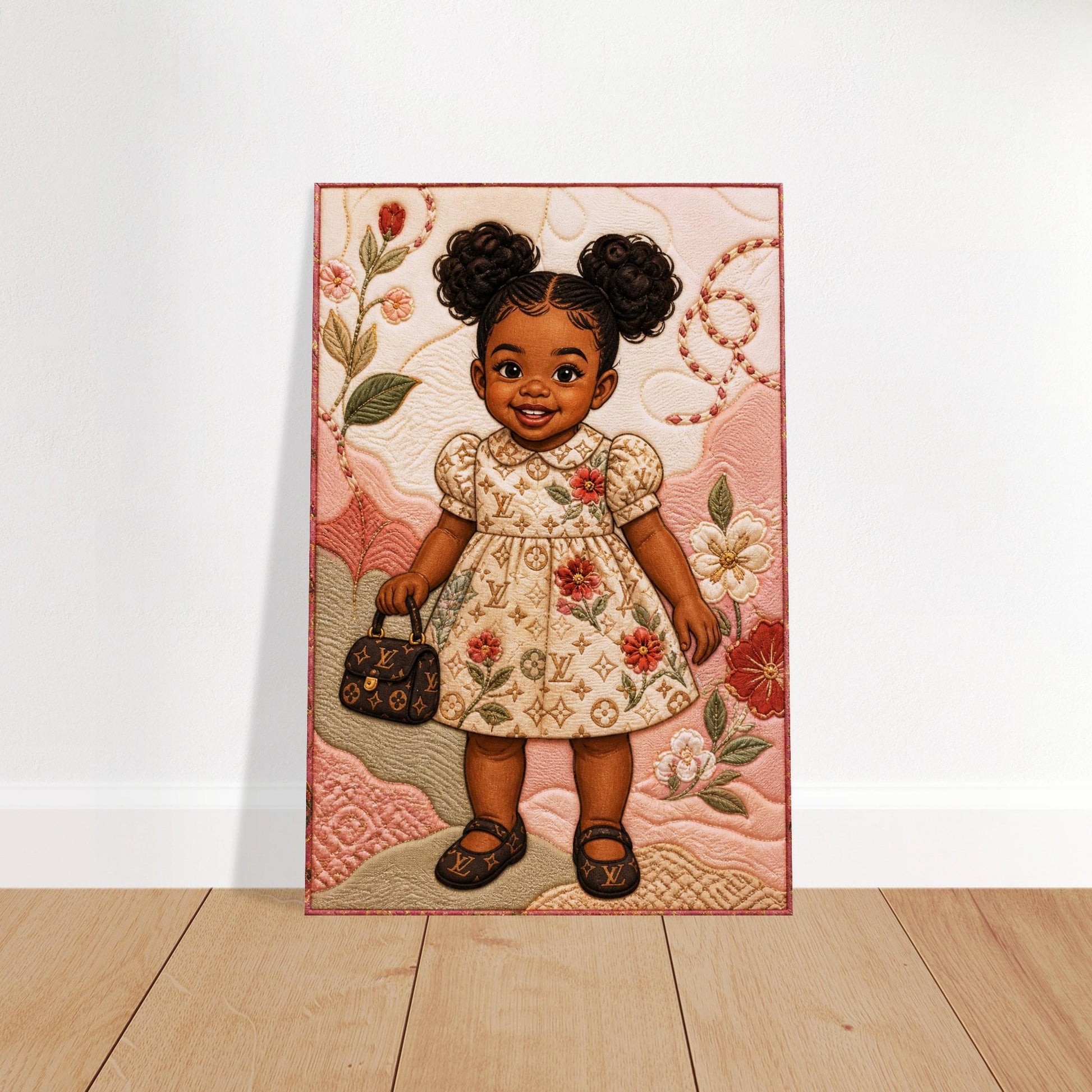 Little Luxe Black Girl Quilt-Inspired Matte Paper Poster - Bisa Butler
