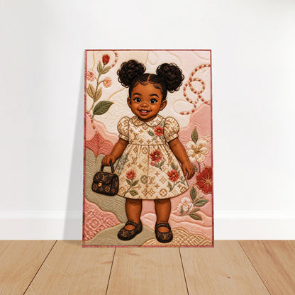 Little Luxe Black Girl Quilt-Inspired Matte Paper Poster - Bisa Butler