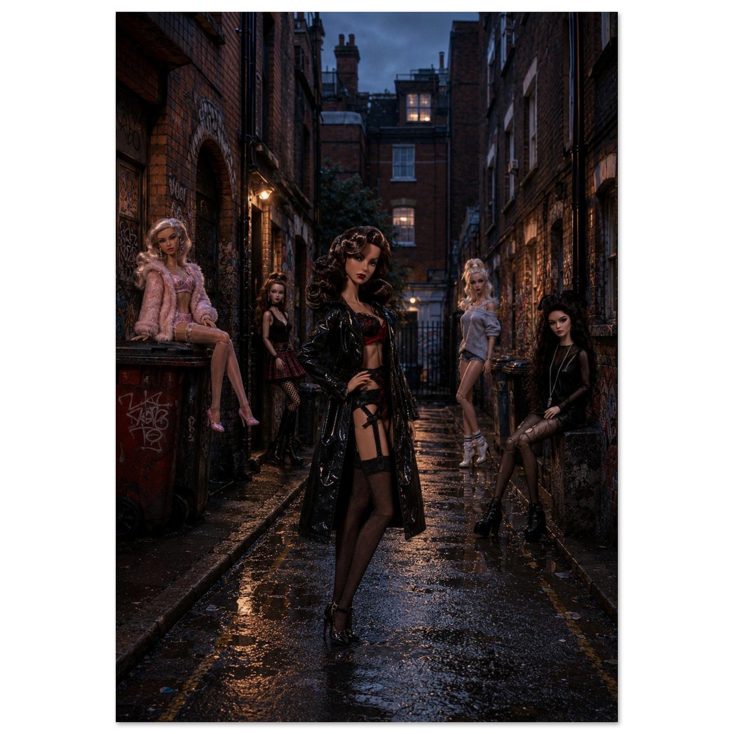 Midnight Doll Alley Gothic-Noir Museum Quality Matte Paper Poster