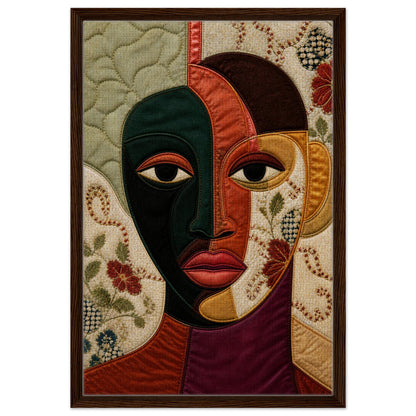 The Divided Gaze Framed Canvas Afrocentric Quilt-Inspired