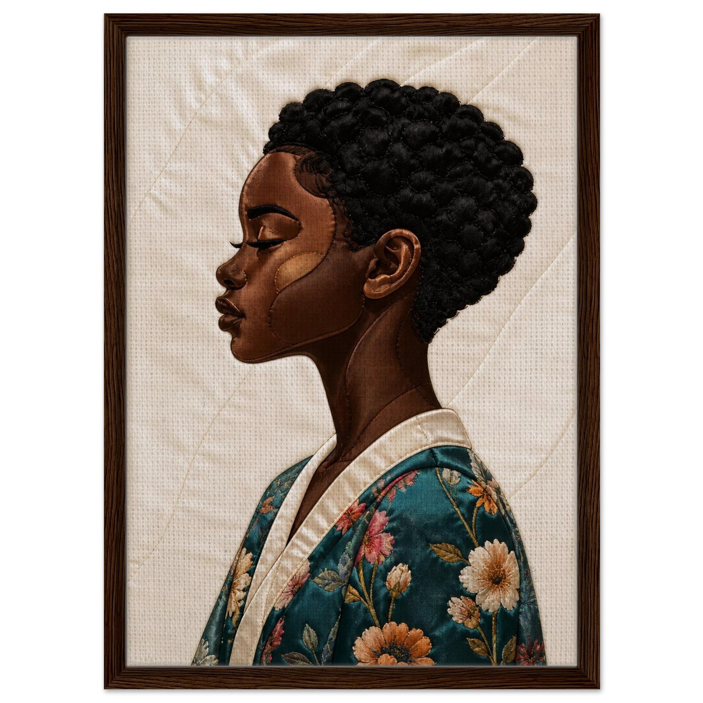 Calm Blossom Quilt-Inspired Matte Paper Poster - Bisa Butler Style
