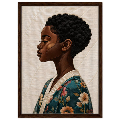 Calm Blossom Quilt-Inspired Matte Paper Poster - Bisa Butler Style