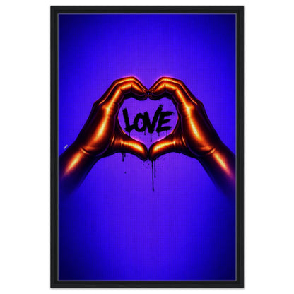 Black Love Hands Neon-Graffiti Pop-Art Framed Canvas
