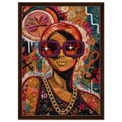 Golden Shades Framed Canvas Quilt-Inspired Afrocentric