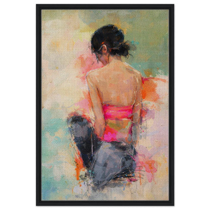 Soft Solitude Framed Canvas Pastel-Textured Impressionist-Figurative