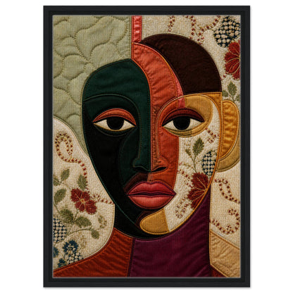 The Divided Gaze Framed Canvas Afrocentric Quilt-Inspired
