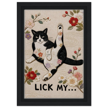 Lick My... Framed Canvas Embroidered-Style - Japanese Embroidery Style