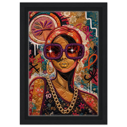 Golden Shades Framed Canvas Quilt-Inspired Afrocentric