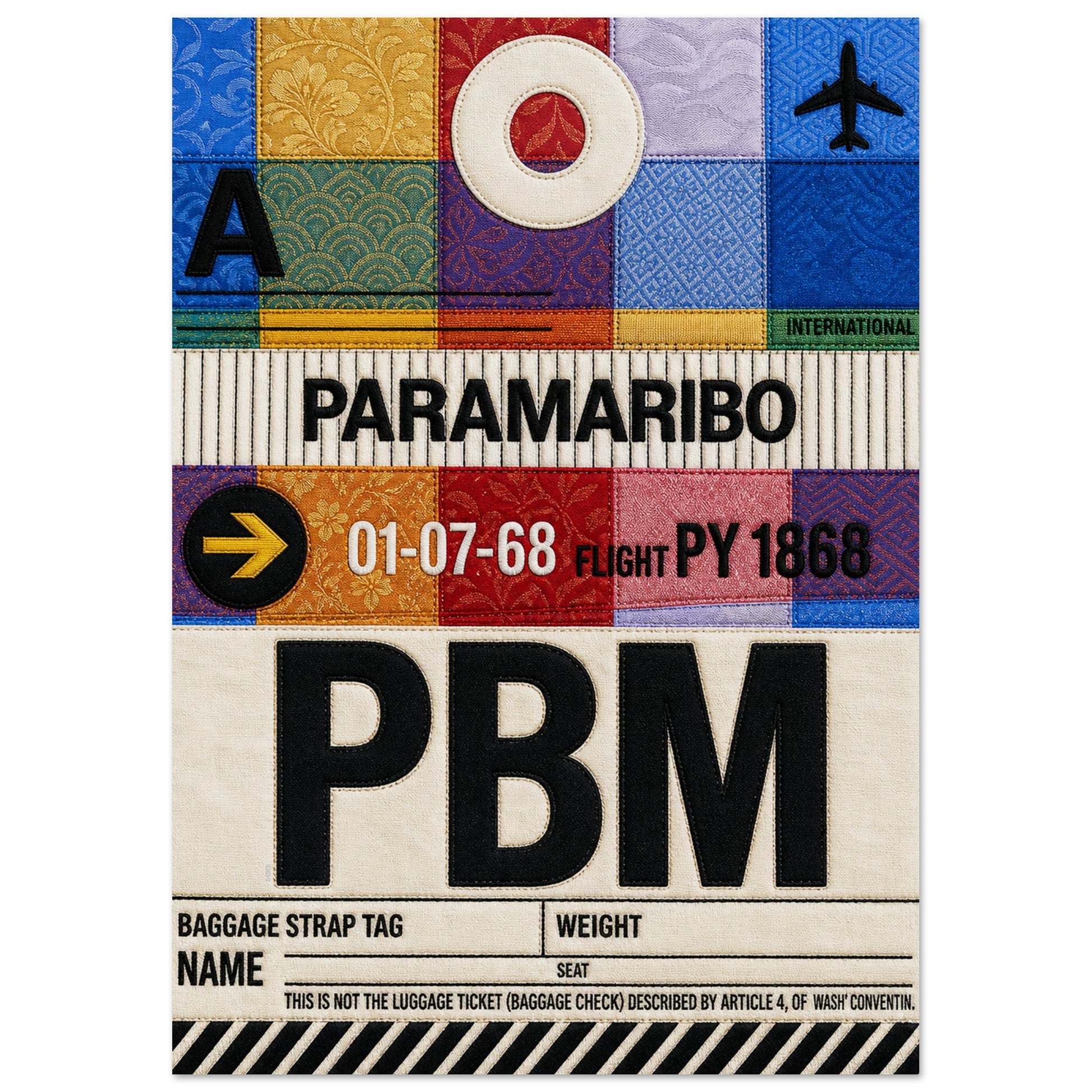Paramaribo PBM Quilted-Style Luggage-Tag Matte Paper Poster