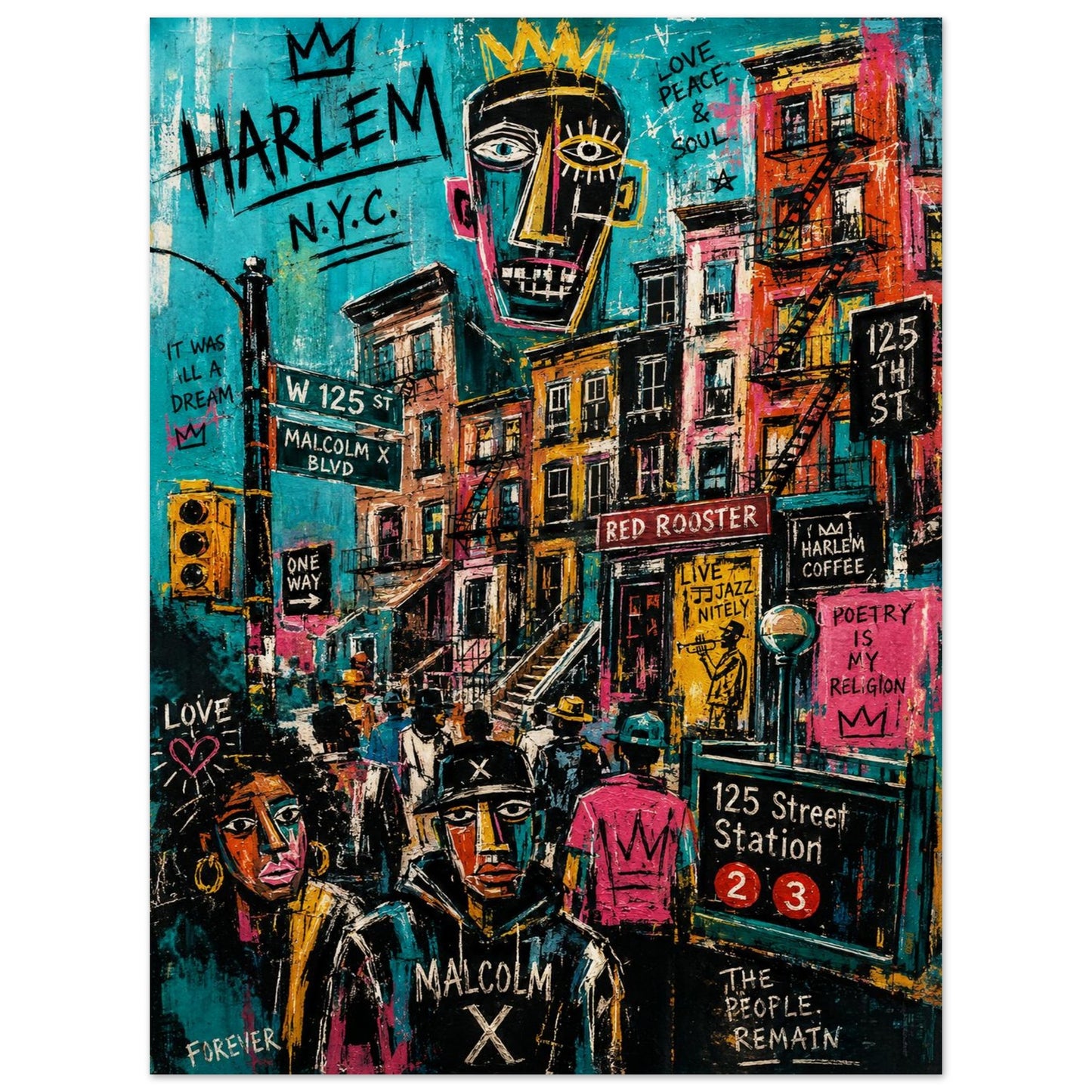 Harlem Rhythm 125 Street-Art Matte Paper Poster - Pop Art Style