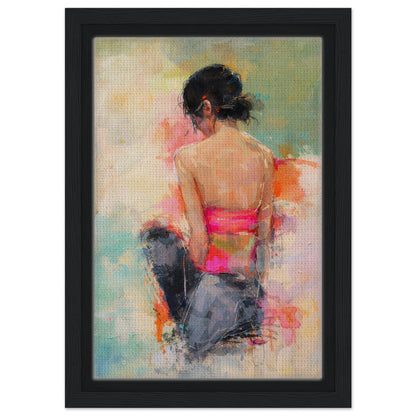 Soft Solitude Framed Canvas Pastel-Textured Impressionist-Figurative