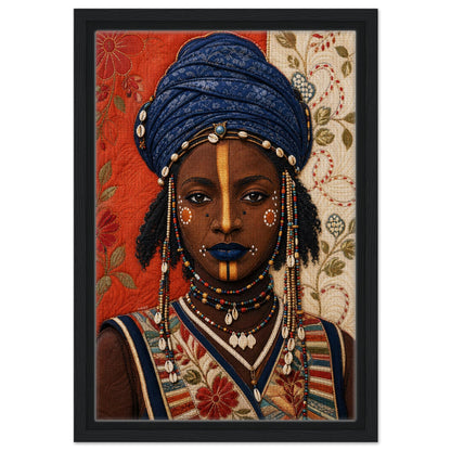 Wadaabe Woman Framed Canvas Quilt-Inspired - Bisa Butler Style