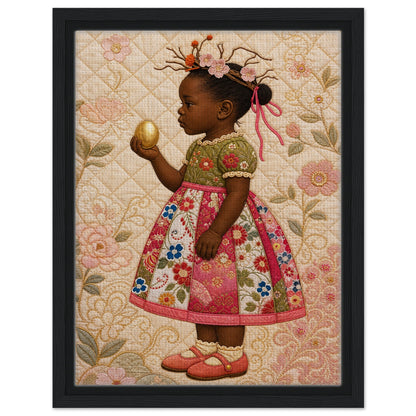Golden Garden Matte Paper Poster: Quilt-Inspired, in Bisa Butler Style