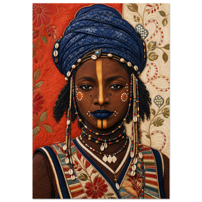 Wadaabe Woman Quilted-Style Matte Paper Poster - Bisa Butler Style
