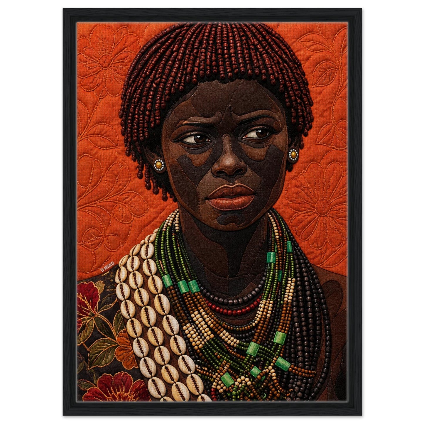 African Portrait Framed Canvas Quilt-Inspired - Bisa Butler Style