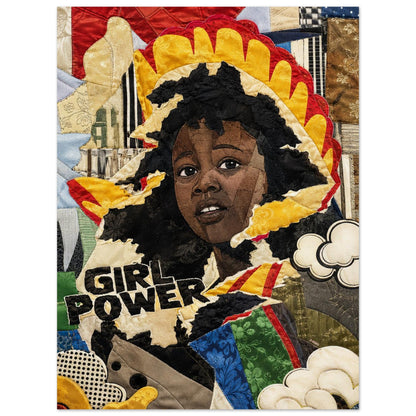 Girl Power Quilted-Style Matte Paper Poster - Bisa Butler Style