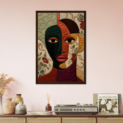 The Divided Gaze Framed Canvas Afrocentric Quilt-Inspired