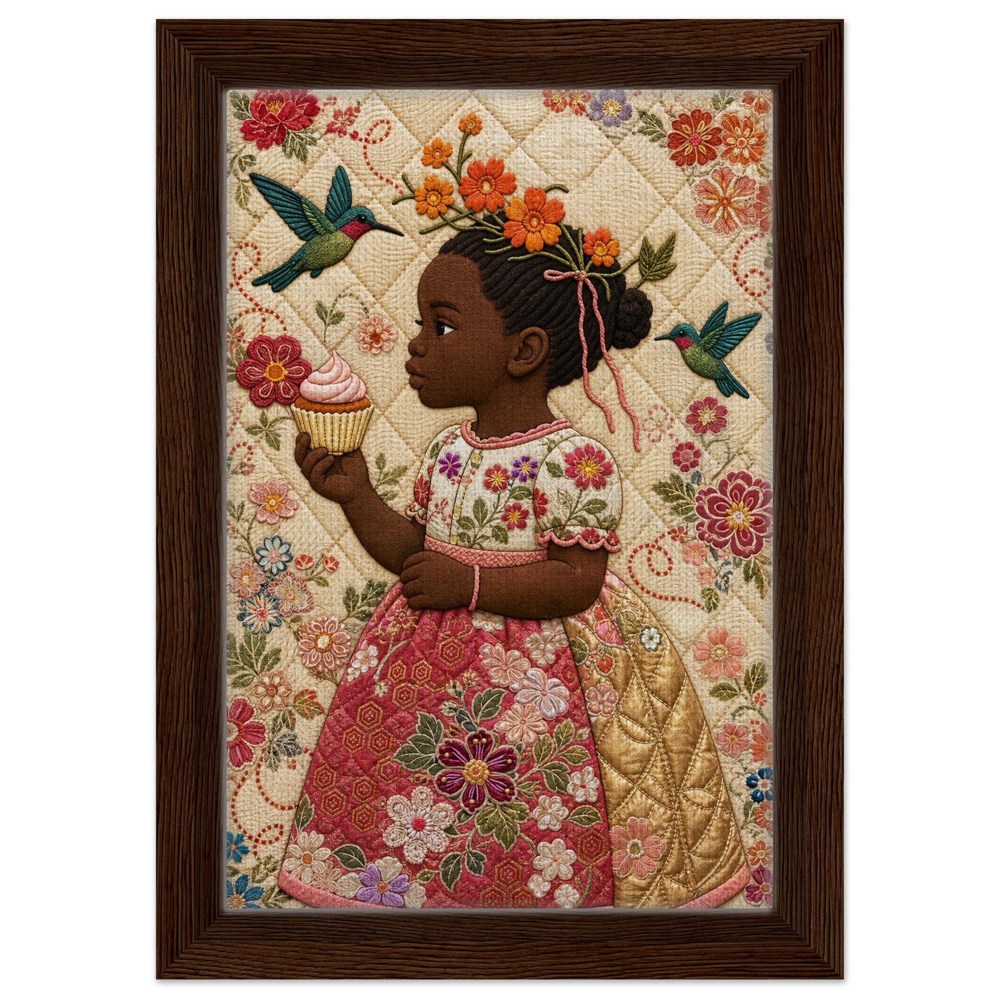 Little Bloom Quilted-Style Museum-Quality Matte Paper Poster