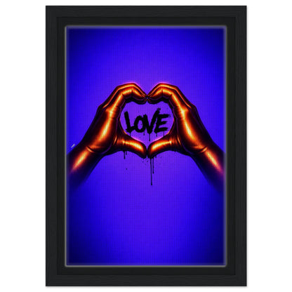 Black Love Hands Neon-Graffiti Pop-Art Framed Canvas