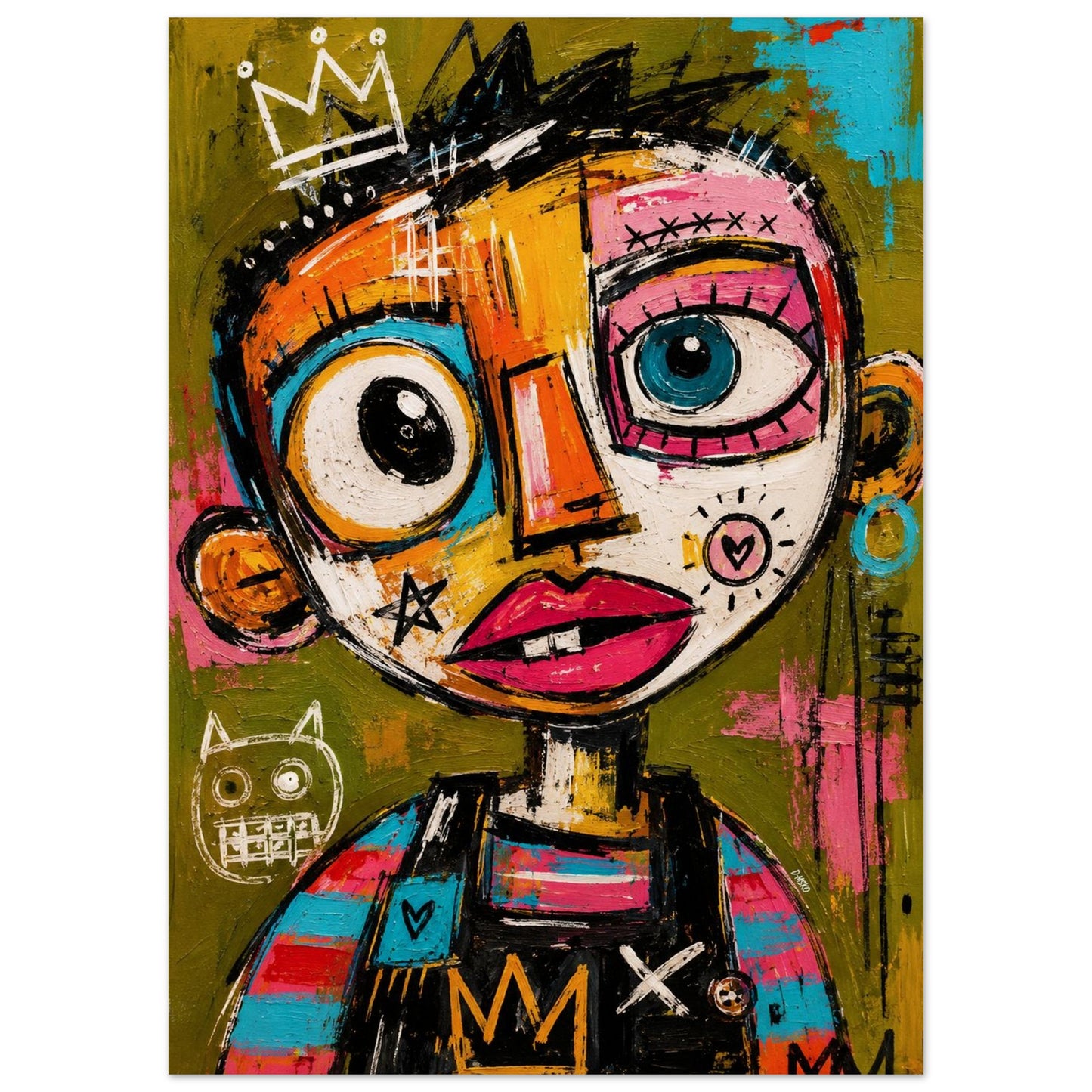 Crowned Rebel Child Street-Art Matte Paper Poster - Basquiat Style