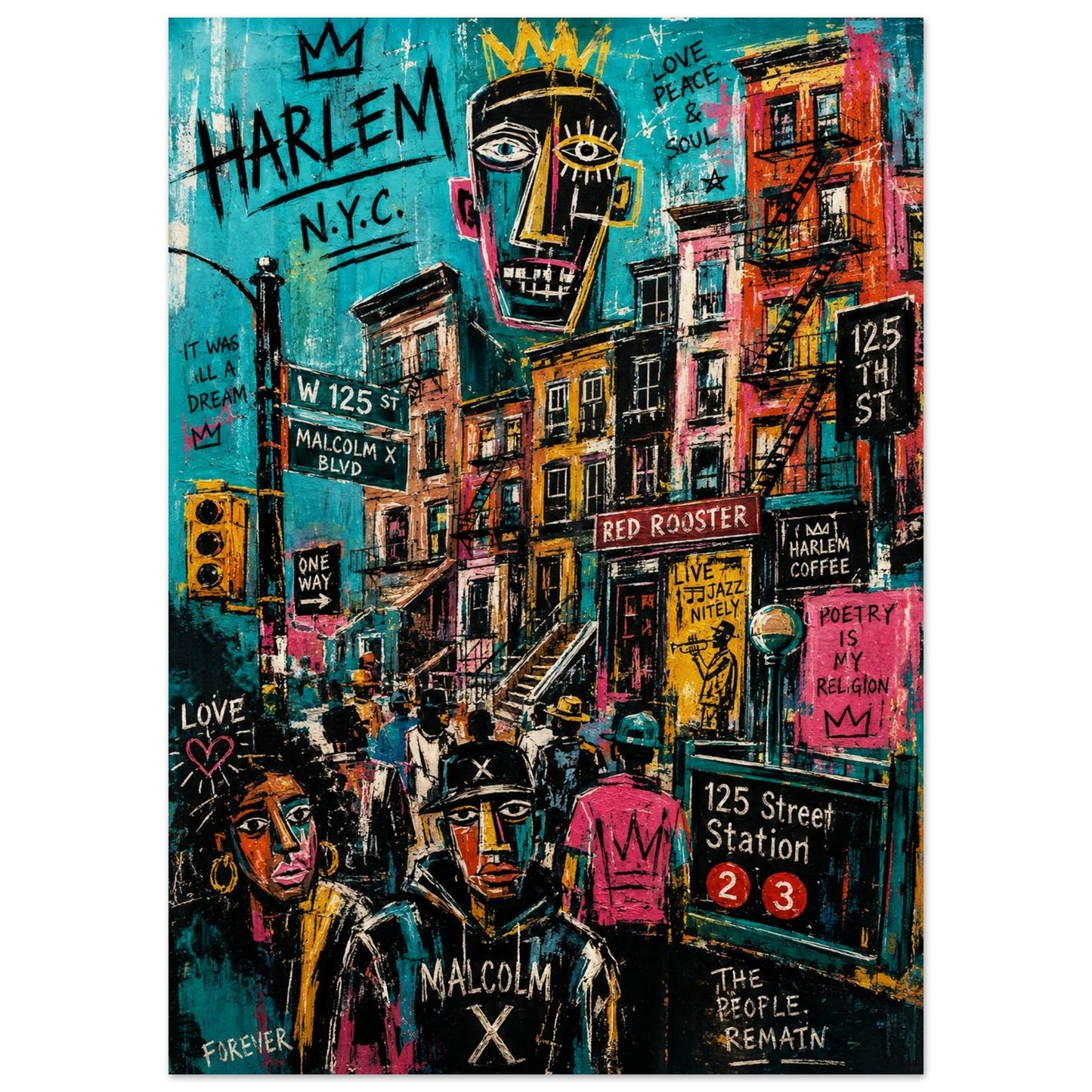 Harlem Rhythm 125 Street-Art Matte Paper Poster - Pop Art Style