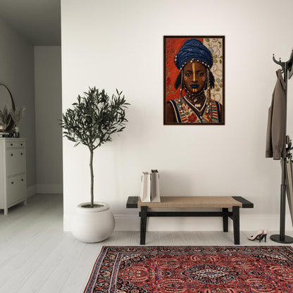 Wadaabe Woman Framed Canvas Quilt-Inspired - Bisa Butler Style